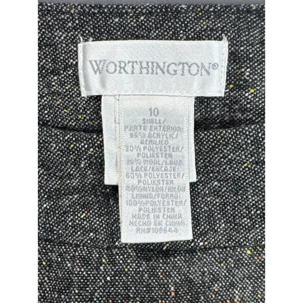 Worthington Y2K Grey Tweed Lace Inset Pleated Skirt Womens Size 10 Vintage Style
